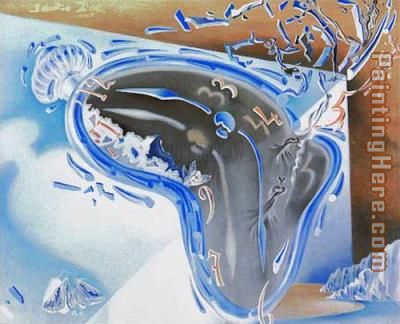 dali clocks blue painting - Salvador Dali dali clocks blue art painting